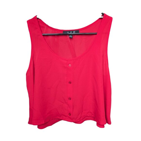 U2B Red Flowy Summer Tank Top with Buttons Women Size S - Picture 1 of 8